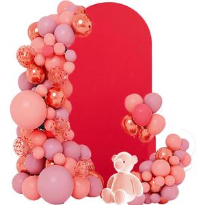Wedding Arch Cover, Adjustable Polyster Stand Arch Backdrop Cover with Buckles for Wedding Arch Birthday Party Photography Decoration (Red, 6FT)