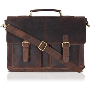 Oak Leathers Leather Messenger Bag for Men and Women - Laptop Briefcase Bag For College, Office, Adjustable Shoulder Strap