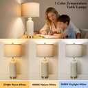 26" White Washed Ceramic Table Lamp, Modern Desk Lamp,Gold Metal Base