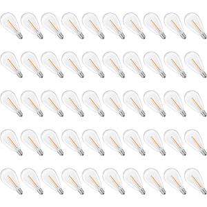 S14 Replacement LED Light Bulbs, Shatterproof & Waterproof 0.6W S14 LED Bulbs, Outdoor String Lights, E12 Base Patio Edison LED Light Bulbs, Warm White 2200K Plastic 70LM Non-Dimmable 50 Pack