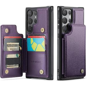 Vinich for Samsung Galaxy S25 Ultra Wallet Case with Card Holder, RFID Blocking Credit Slots Kickstand Shockproof Phone Cover Fit for Galaxy S25 Ultra 6.9" Purple