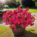 20 Bundles Artificial Flowers for Outdoors  UV Resistant Artificial Plants Outdoor, Faux Silk Eucalyptus and Colorful Daisy Greenery for Porch/Garden, Realistic Home Decor (Rose Red)