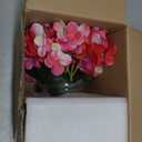 Hollyone Hydrangea Artificial Flowers with Glass Vase Fuchsia Silk Faux Flowers Arrangements in Vase with Faux Water Fake Floral Bulk Bouquet for Home Decor Table Centerpiece Decorations