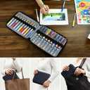 MEEDEN Pencil Marker Organizer Case: Premium PU Leather Zipper Pouch Lined with Silky Velvet - Large Capacity Pen Bag Supplies for Men & Artists – Slate Gray