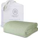Threadmill Luxury Cotton Blankets Queen Size | All-Season 100% Cotton Blanket for Queen/Full Size Bed | Herringbone Soft Breathable | Sage Green
