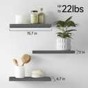 BAYKA Grey Floating Shelves for Wall, Set of 3, Wall Mounted Rustic Wood Shelves for Bathroom, Bedroom, Living Room, Kitchen, Small Hanging Shelf for Books/Storage/Room Decor, 15.7in