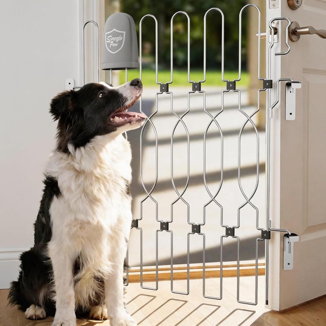 Snagle Paw Extra Tall Metal Retractable Door Barrier, 28.4" Wide 35" Tall Safety Dog Gate for Front Door,Easy Install Retractable Pet Gate for Recreational Vehicle,Doorways