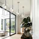 Glass Pendant Lighting for Kitchen Island Foyer 2 Pack Nickel Clear 8 Inch