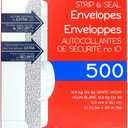 Top Flight PSTF10NWT #10 Envelopes, Strip & Seal, Security Tinted, White Paper, 24 lb, 500 Count