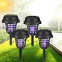 4 Pack Upgraded Solar Bug Zapper Outdoor Waterproof Mosquito Repellent Outdoor Patio Mosquito Trap & Killer for Moths, Gnats, Flies, Small Flying Insect, Fly Zapper Solar Powered for Garden,Backyard