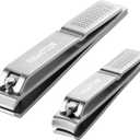 HAWATOUR Nail Clippers Set, Ultra Sharp Sturdy Fingernail and Toenail Clipper Cutters with Visibly Tin Case, Silver