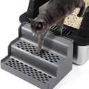Cat Litter Box Ramp, 3-Step Cat Step for Litter Box with Filter Function, Removable Tray, Washable and Easy to Clean, Filter Pedal Stair for Kitten & Elderly Cats (Dark Grey)
