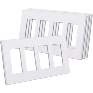 CML 4Gang Matte White Decorator Screwless Wall Plates, 4 Pack Light Switch Covers, Standard Size 4.68” X 8.34”, Scratch and Impact Resistant, Hidden Screws, Polycarbonate