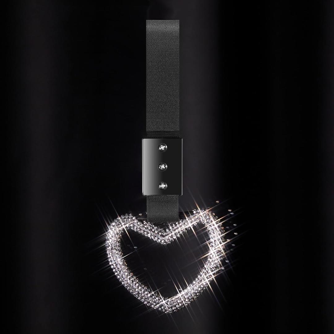 Fabbay Bling Car Accessories Bling Heart Handle Ring Car Accessory for Women Heart Hand Strap Drift Charm Rear Bumper Warning Ring Decor for auto Bus Interior Exterior Decoration (White,Heart Style)