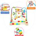QZMTOY Bead Maze Toy for Toddlers Wooden Bead Toys Colorful Roller Coaster Preschool Educational Toys for Kids Classic Birthdday Gift for Toddlers Baby Infant Boys Girls
