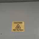 Caution Hot Surface Sign, Adhesive, Sticker, Notice - engraved with Universal Icon Symbol and Text (Size 12cm x 10cm) (Gold)