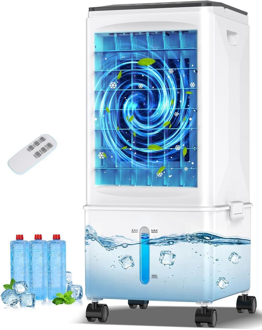 Portable Air Conditioners, Portable AC Unit, Evaporative Air Cooler w/2.5Gal Tank, Fast Cooling, 3 Speeds, Windowless Air Conditioner w/7H Timer, Swamp Cooler for Room Home Office Garage