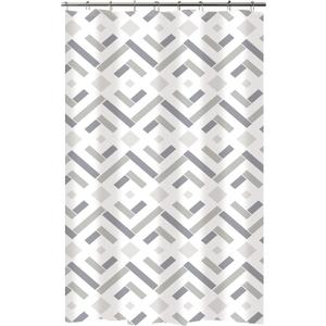Bath Bliss Shower Curtain | Dimensions: 70" x 72" | Herringbone Design | Bathroom Accessories | Lightweight | Weighted Hem | Rust Proof Metal Grommets | Grey