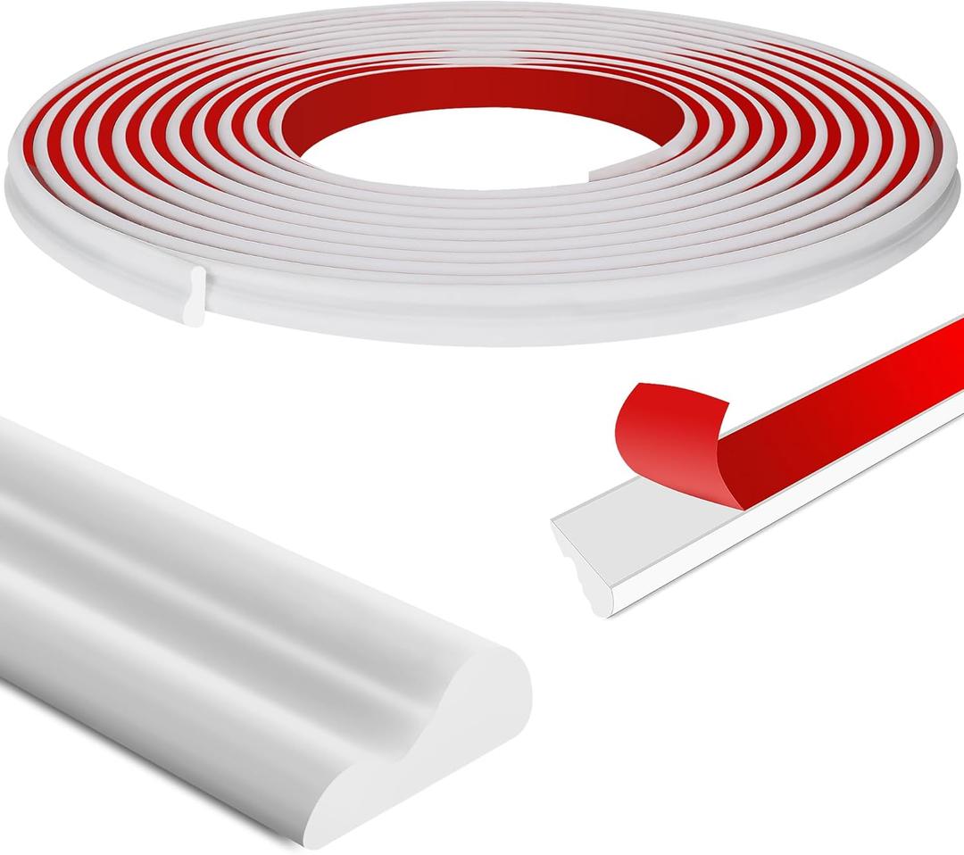 moonoom 20 Ft x 0.9''Wall Decoration Molding Trim, Self-Adhesive 3D Chair Rail Panel Molding, Flexible DIY Wall Trim for Wall Mirror Window Frame and Home Decoration (White)