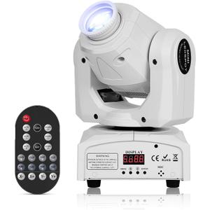 U`King 60W Moving Head Lights, White Moving LED DJ Lights RGBW Stage Light with Remote 8 GOBO 8 Pattern Spotlight by DMX 512 Controlled 9/11 Channel for Church KTV Club Concert Party Wedding (1 Pack)