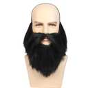 WildCos Fake Beard and Mustache with Elastic Band Facial Hair Cosplay Party Mustache Halloween for for Men (Black)