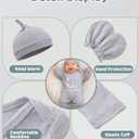 Cute Newborn Unisex Baby 100% Cotton Long Sleeve Onesie Coming Home Outfits,Soft Romper with Mittens & Hat (Gray)