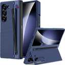 Miimall for Samsung Galaxy Z Fold 5 Case with Pen & Pen Holder [Built-in Clear Screen Protector & Invisible Kickstand] [Military Grade Drop] Ultra Thin Drop Resistant Z Fold 5 Case, Deep Blue