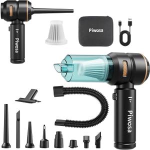 Handheld Vacuum Cordless, Car Vacuum Cleaner with Brushless Motor, Strong Suction Vacuum & Compressed Air Dusters with LED Light, Wireless Mini Portable Hand Vacuum Blower for Home, Pet (Black)