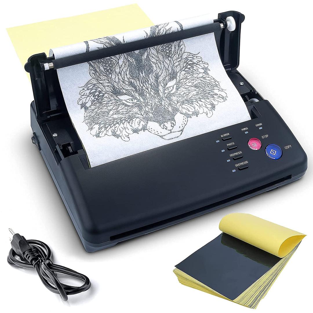 Tattoo Transfer Stencil Machine Copier Printer Thermal Tattoo Kit Copier Printer With 20pcs Tattoo Stencil Transfer Paper, Black Not Wireless