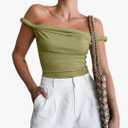 Tankaneo Womens Off The Shoulder Top Sleeveless Slim Fit Stretchy Tank Top Y2k Casual T Shirts (Small)