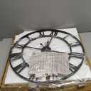 1st owned Large Wall Clock Metal Retro Roman Numeral Clock, Modern Round Wall Clocks Almost Silent, Easy to Read for Living Room/Home/Kitchen/Bedroom/Office/School Decor (Black, 24 Inch)