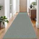 EARTHALL Washable Runner Rug 3x10 Ft Non Slip Runners for Hallways Long Cotton Rubber Backed Kitchen Runner Braided Indoor Floor Carpet Runners for Entryway, Hallway, Kitchen, Green/Grey