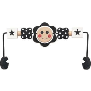 Baby Bouncer Toy Bar Compatible with Baby Bjorn Bouncer, Wooden Bouncer Toy Bar Attachment, Rotatable Sensory Toys Gifts for Babies (Black and White Flower)