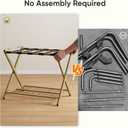 Smart FENDEE Steel Luggage Rack Fully Assembled, Folding Suitcase Stand with Shoe Shelf, Portable Luggage Holder for Guest Room, Bedroom, Hotel (Brass, 1 Pack)