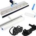 Self-Levelling Cement Tool Kit, Spike Roller for Self Leveling Cement, Epoxy Floor Tools, Roller Brush, Floor Construction Roller Spiked Shoes, Stainless Steel Scraper Self-Leveling Rake