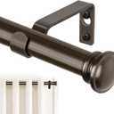 TONIAL Curtain Rods 32 to 58 Inch(2.6-4.8ft), Telescoping Splicing 3/4 Drapery Rods for Windows 20 to 53 Inch(1.7-4.4ft)32 to 58 Inch Decorative Single Rod with Small Cap Finial, Bronze