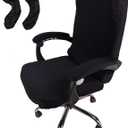 WOMACO Office Chair Covers, Stretch Computer Chair Cover with Armrest Covers, Universal Boss Chair Covers Modern Simplism Style High Back Chair Slipcover (Black, Large)