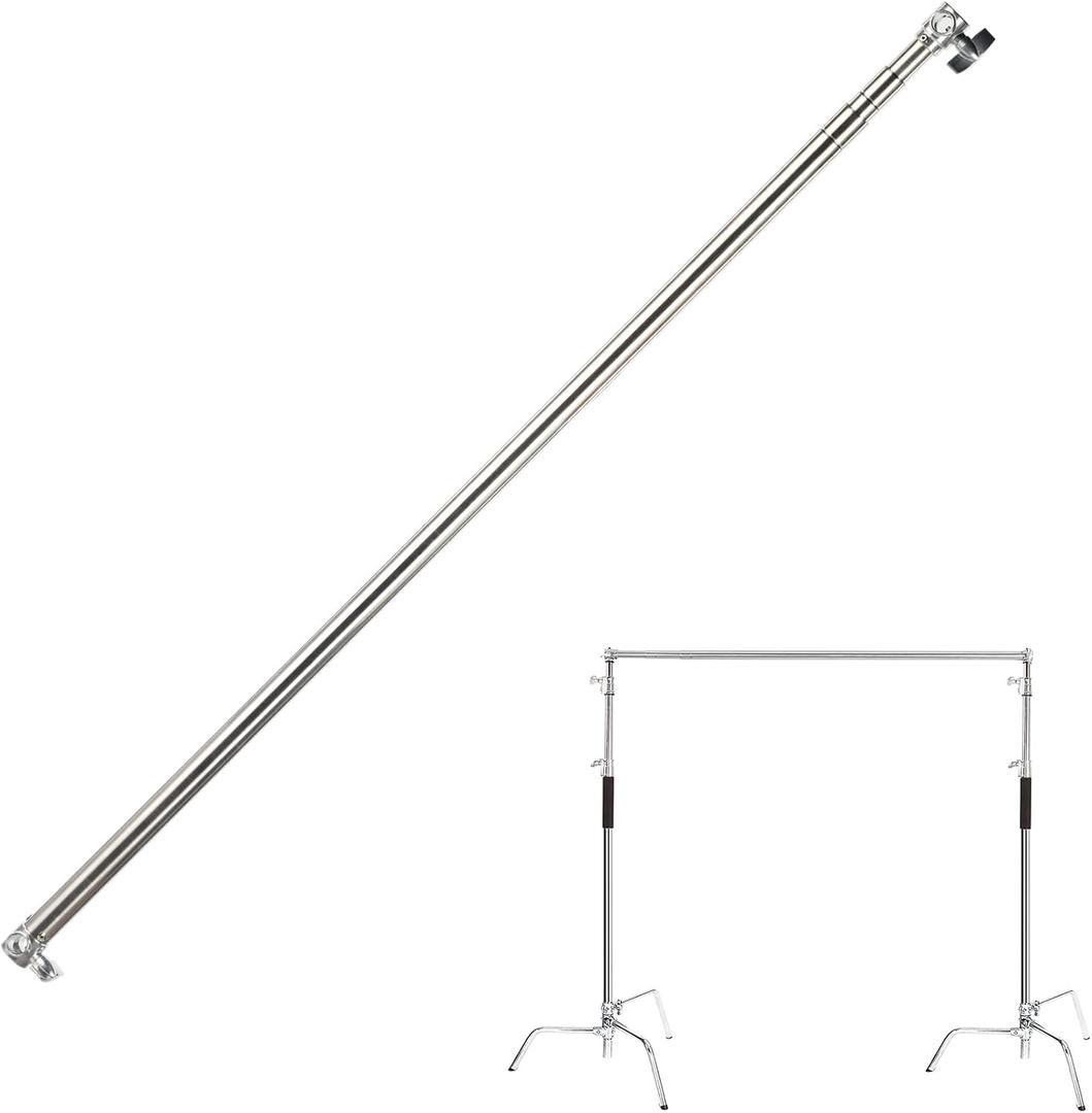Pro Stainless Steel Telescopic Backdrop Crossbar Max Length 10 ft/3m Adjustable Background Support Cross Arm, Backdrop Pole for C Stand