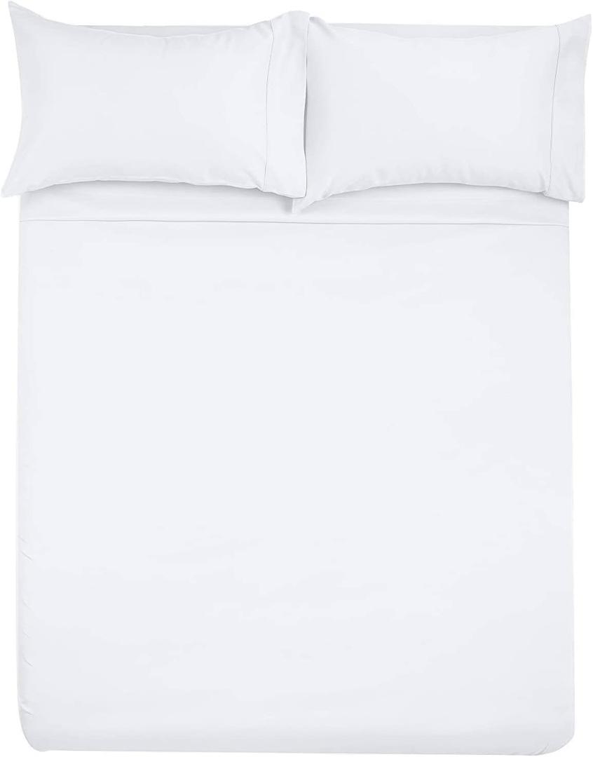 Shreem Linen Microfiber RV Sheet Sets, 60x80 Camper Queen, White Solid - Fits Mattresses up to 8 Inches Deep, 4 Piece RV Bed Sheets for Campers, Motorhomes, and Travel Trailers