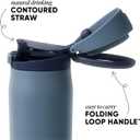 Simple Modern Mesa Loop Water Bottle with Covered Straw and Handle | 30oz Cup Holder Friendly Insulated Stainless Steel Bottles for Travel, Sports and School | Deep Dune
