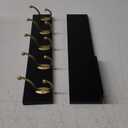 Wall Mounted Coat Rack with Shelf, 5 Gold Double Hooks, 3 Pegs, 16.5 inches Black Wood Floating Shelf for Entryway, Bathroom, Bedroom