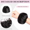 Messy Bun Hair Piece 100% Real Human Hair Chignons Scrunchie Tousled Fluffy Bun Scrunchie Wig Stretchy Band Messy Buns Hair Clip Fake Messy Hair Buns Hair Pieces for Women Black