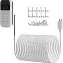 20ft/6m Outdoor Power Cable & Adapter for myQ Smart Garage Door Video Keypad  Weatherproof, Flat Cable, Continuous Charging, Includes 30 White Mounting Nails