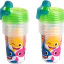 The First Years Take & Toss Pinkfong Baby Shark Sippy Cups - Reusable Toddlers Cups with Lids - Kids Party Pack with 2 Travel Caps - 10 Oz - 10 Count
