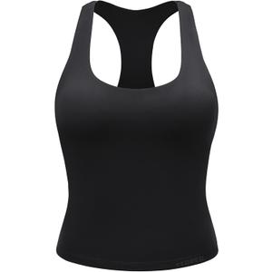 YEOREO CoreFlex Racerback Workout Tank Tops for Women U Neck Padded Camisole Tops Sleeveless Gym Yoga Shirts, Large
