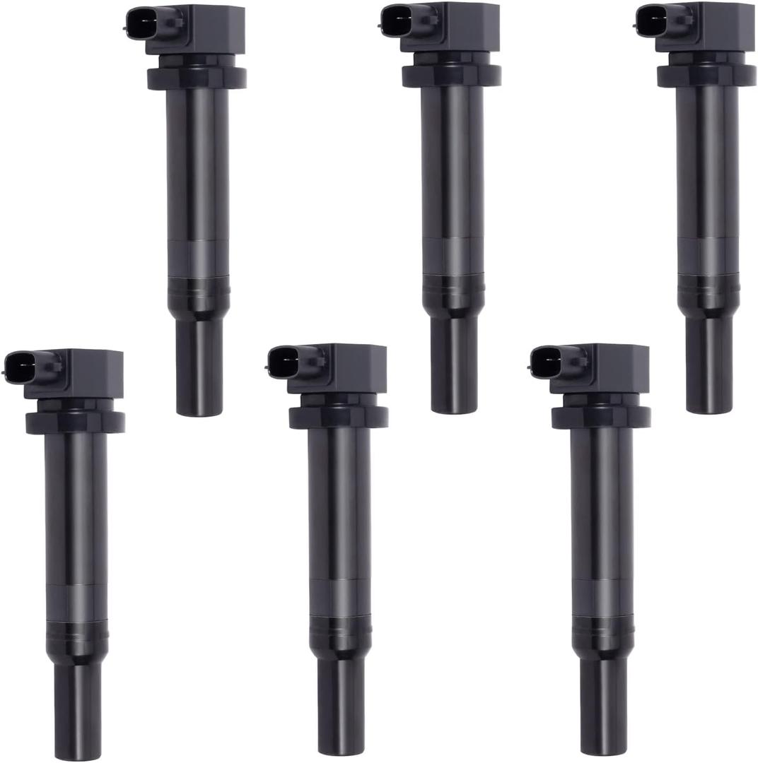 Motorevo 6PCS Ignition 2Pins Coil Pack Compatible with Hyundai Santa Fe 2007-2009 2.7L, Kia Optima 2006-2010 2.7L, Rondo 2007-2010 2.7L, UF558, UF-558, E1058, 52-1863, IC638