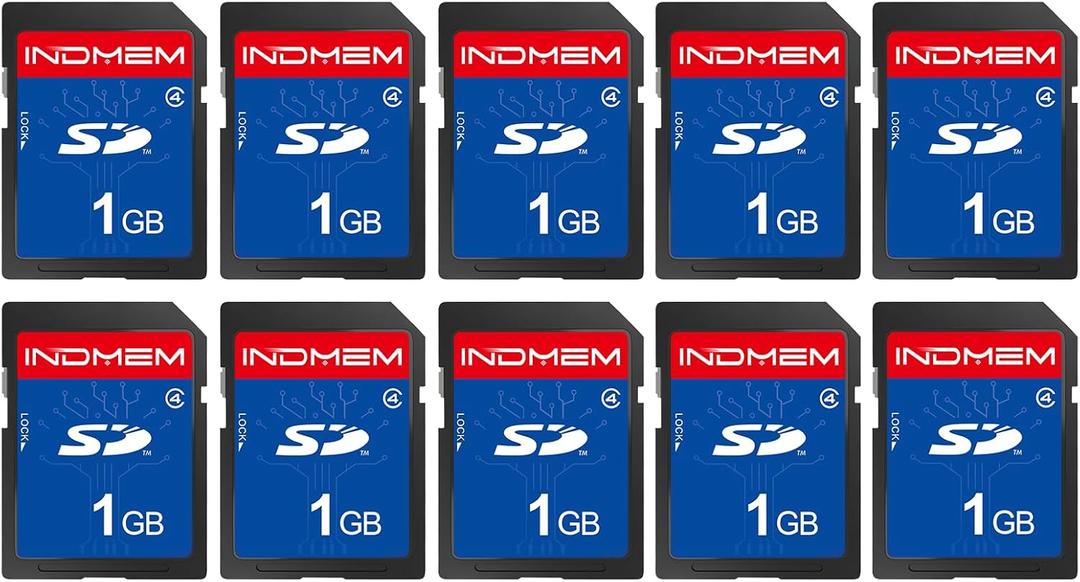 INDMEM SD Card 1GB, 10 Packs Class 4 1GB Flash Memory Card MLC Standard Secure Digital Cards Camera Card