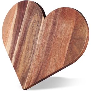 Patelai Heart Shaped Cutting Board Valentine's Day Gifts Acacia Wood Bread Cheese Serving Platter Serving Charcuterie Board for Meat Cheese and Vegetables Women Gifts(Classic Style)