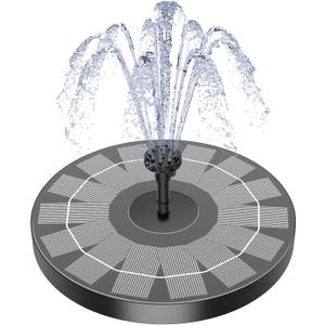 AISITIN 2.5W Solar Bird Bath Fountain Pump, Solar Fountain for Bird Bath with 6 Nozzles, 6.7" Solar Powered Water Pump for Garden, Ponds, Pool, Fish Tank, Aquarium and Outdoor