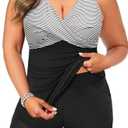 Daci Plus Size Tankini Swimsuit for Women - Two Piece Tummy Control Bathing Suit Tankini Top with Two Pockets Shorts Size 18W